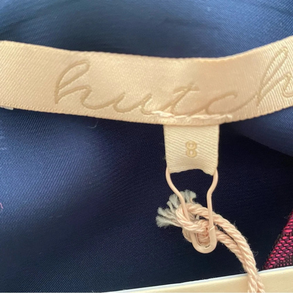 NWT Anthropologie Dress Hutch Floral Jacquard Berry and Navy, V- Neck Size 8 - Picture 7 of 11